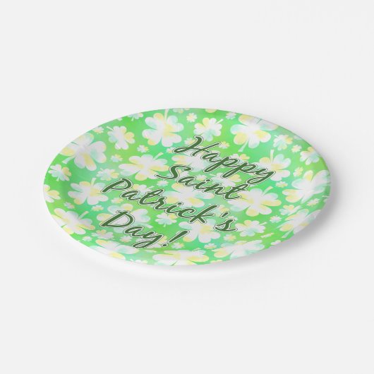 ハッピーセントパトリックのデイシャムロックスレトロウォーターカラー ペーパープレート (アングル)