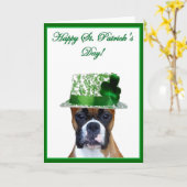 ハッピーセントパトリックのデイボクサーのグリーティングカード カード (黄色い花)