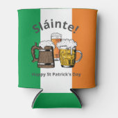 ハッピーセントパトリックの日の漫画のビールSlainte! 缶クーラー (正面)