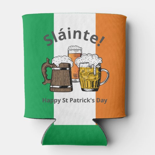 ハッピーセントパトリックの日の漫画のビールSlainte! 缶クーラー (裏面)