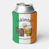 ハッピーセントパトリックの日の漫画のビールSlainte! 缶クーラー (缶裏面)