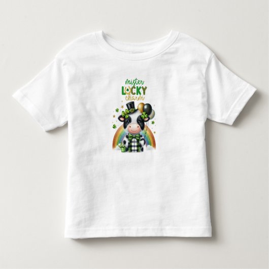 ハッピーセントパトリックの日の牛 トドラーTシャツ (正面)