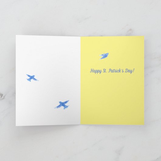 ハッピーセントパトリックの日アイリッシュ賛美の家の鳥 カード (内部)