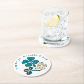 ハッピーセントパトリックの日グリーンシャムロッククローバー ラウンドペーパーコースター (インサイチュ)