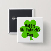 ハッピーセントパトリックの日グリーンシャムロック 缶バッジ (正面&裏面)