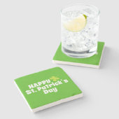 ハッピーセントパトリックの日グリーンラッキーシャムロックストーン ストーンコースター (横)