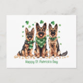 ハッピーセントパトリックの日ドイツの羊飼い犬 シーズンポストカード (正面)