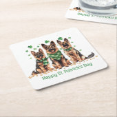 ハッピーセントパトリックの日ドイツの羊飼い犬 スクエアペーパーコースター (アングル)