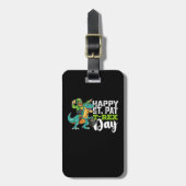 ハッピーセントパトリックの日パットTレックス恐竜 ラゲッジタグ (正面縦)