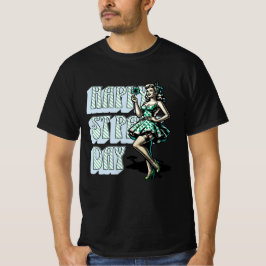 ハッピーセントパトリックの日ピンナップガールとシャムロック Tシャツ