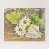 ハッピーセントパトリックの日ホワイトフラワーズトレンディーアイルランド ジグソーパズル (横)