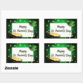 ハッピーセントパトリックの日ポットの金ゴールドグリーンラック 長方形シール (シート)