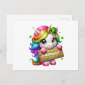 ハッピーセントパトリックの日ユニコーン ポストカード (正面/裏面)