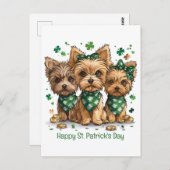 ハッピーセントパトリックの日ヨークシャーテリアドッグス ポストカード (正面/裏面)