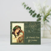 ハッピーセントパトリックの日ヴィンテージアイリッシュガール ポストカード (スタンド正面)