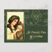 ハッピーセントパトリックの日ヴィンテージアイリッシュガール ポストカード (正面)