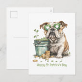 ハッピーセントパトリックの日英語ブルドッグ シーズンポストカード (正面/裏面)
