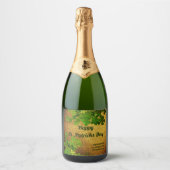 ハッピーセントパトリックの日、アイルランドのシャムロック スパークリングワインラベル (正面)