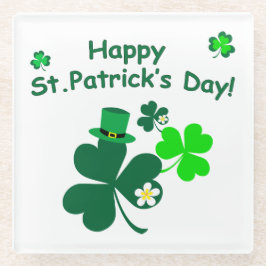 ハッピーセントパトリックの日 ガラスコースター