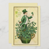 ハッピーセントパトリックの日 – ヴィンテージ サンキューカード (正面/裏面)