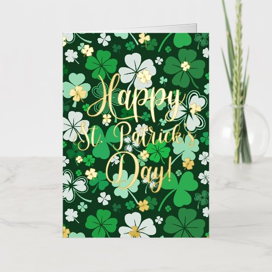 ハッピーセントパトリックの日 箔グリーティングカード (正面)