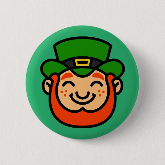 ハッピーセントパトリックの日 | Cute Lucky Leprechaun 缶バッジ (正面)