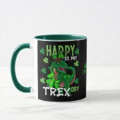 ハッピーセントパトリックの日Tレックスシャムロッククローバー マグカップ (左)