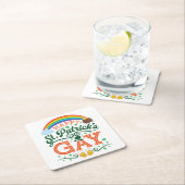 ハッピーセントパトリックスゲイLGBTQプライドレインボー スクエアペーパーコースター (インサイチュ)