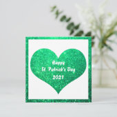 ハッピーセントパトリックズデイグリーングリッターハートカウト カード (スタンド正面)