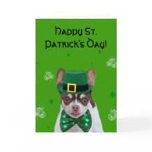 ハッピーセントパトリックズデイチワワグリーティングカード