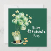 ハッピーセントパトリックデーの風船とかやの葉 シーズンカード (正面)