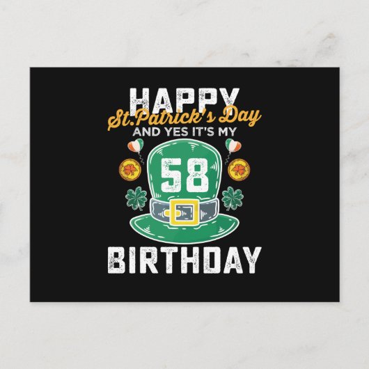ハッピーセントパトリックデー　そして、そう、私の58歳の誕生日です ポストカード (正面)