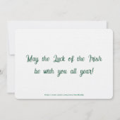 ハッピーセントパトリックデー　クローバー ノートカード (裏面)