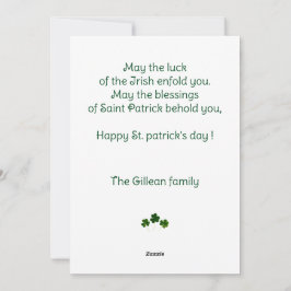 ハッピーセントパトリックデー シャムロックの子供の写真 シーズンカード