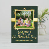 ハッピーセントパトリックデー シャムロックファミリー 1枚の写真 箔シーズンカード (立ち正面)