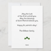 ハッピーセントパトリックデー シャムロックファミリー 2枚の写真 シーズンカード (裏面)