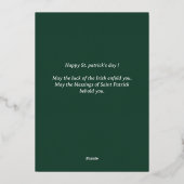 ハッピーセントパトリックデー シャムロック家族写真 箔シーズンカード (裏面)