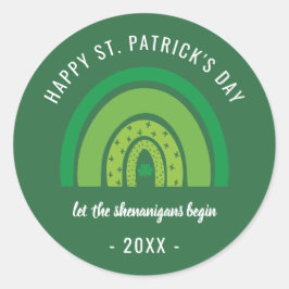 ハッピーセントパトリックデー 緑の虹 アイルランド シャムロック ラウンドシール