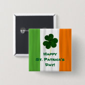 ハッピーセントパトリック・デイアイリッシュフラグシャムロック・パディ 缶バッジ (正面&裏面)