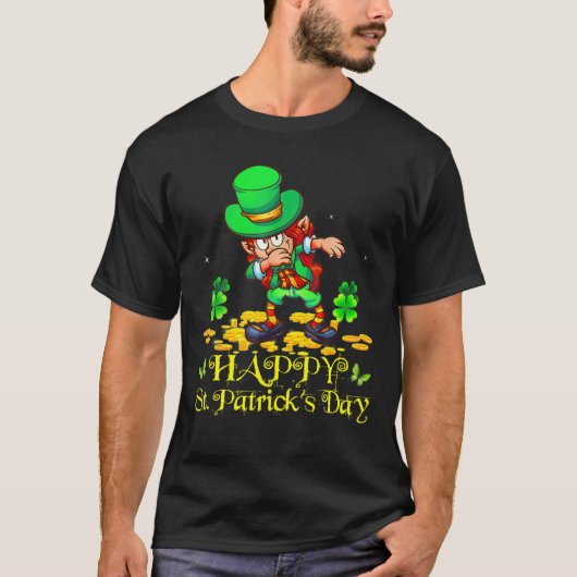 ハッピーセントパトリック・デイLeprechaun Dabbing Kids Irel Tシャツ (正面)