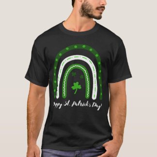 ハッピーセントパトリックsデイとグリーンレインボー tシャツ