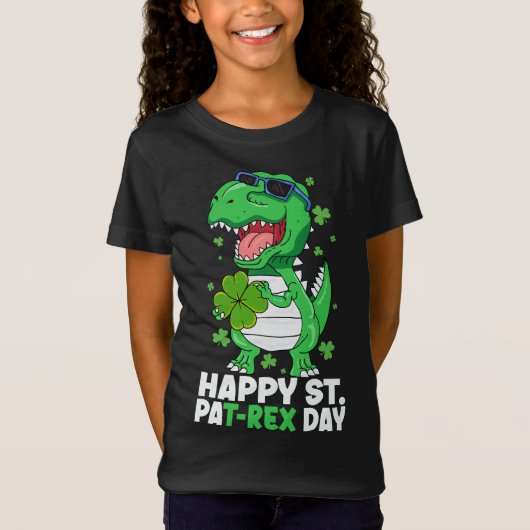ハッピーセントパTレックスデイ恐竜St patricks day少年 Tシャツ (正面)