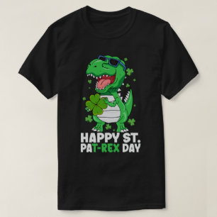 ハッピーセントパTレックスデイ恐竜St patricks day少年 Tシャツ