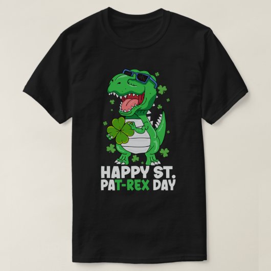 ハッピーセントパTレックスデイ恐竜St patricks day少年 Tシャツ (デザイン正面)