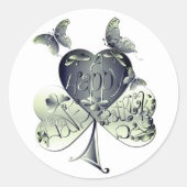 「ハッピーセント・パトリックが…」 シャムロック蝶 ラウンドシール (正面)