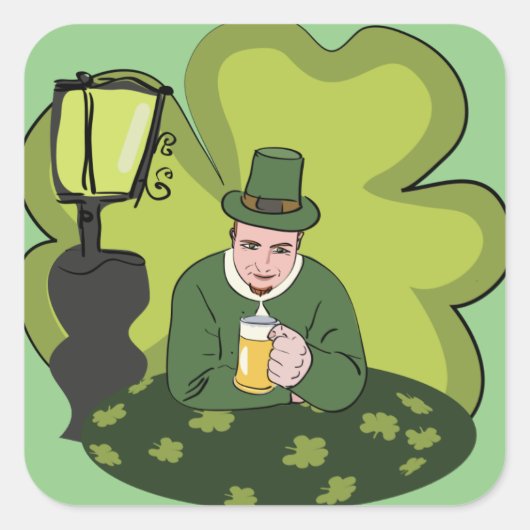 「ハッピーセント。パトリックの日» LEPRECHAUN スクエアシール (正面)