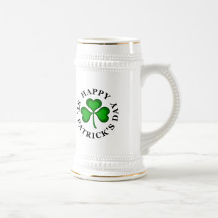 ハッピーセント。PATRICK'S DAY文字with green Shamrock ビールジョッキ