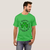 ハッピーセント。PATRICK'S DAY文字with green Shamrock Tシャツ (正面フル)