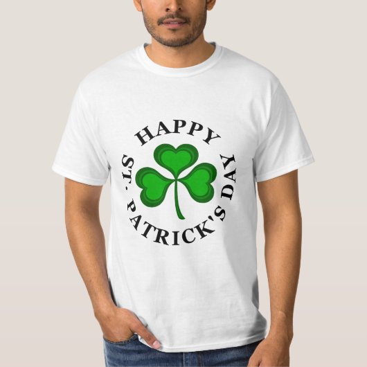 ハッピーセント。PATRICK'S DAY文字with green Shamrock Tシャツ (正面)