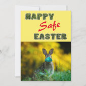 ハッピーセーフイースター |マスクおもしろい付き可愛いウサギ シーズンカード (正面)